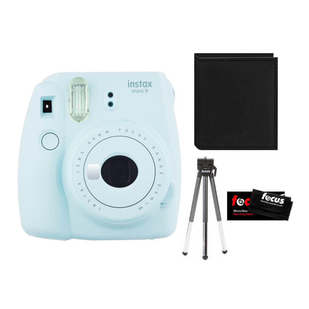 Fujifilm instax Mini 9 Instant Camera (Ice Blue) with instax Album and Tripod Bundle