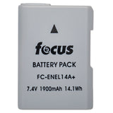 Focus Replacement Rechargeable Lithium-Ion Battery and Charger for Nikon EN-EL14