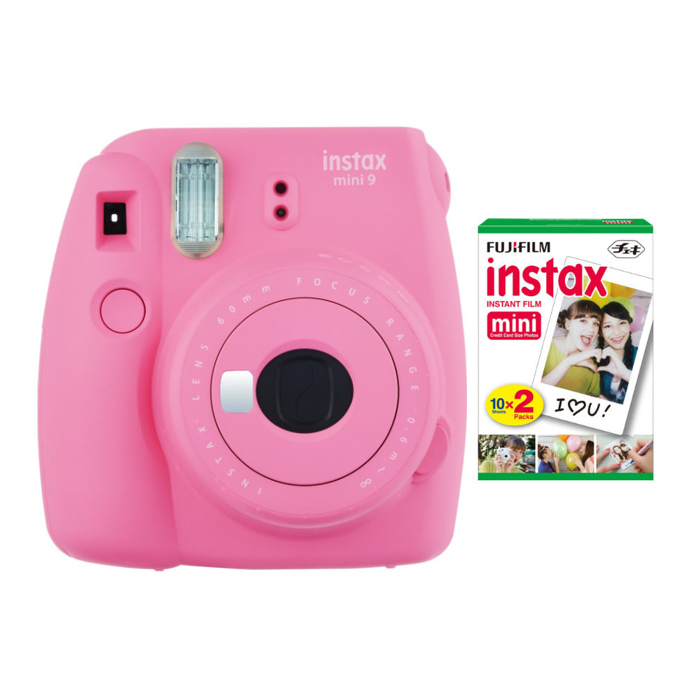 Fujifilm instax Mini 9 Instant Camera (Flamingo Pink) and 20-Exposure Film Pack