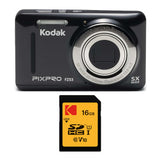 KODAK PIXPRO Friendly Zoom FZ53 Digital Camera (Black) and 16GB SD Card Bundle