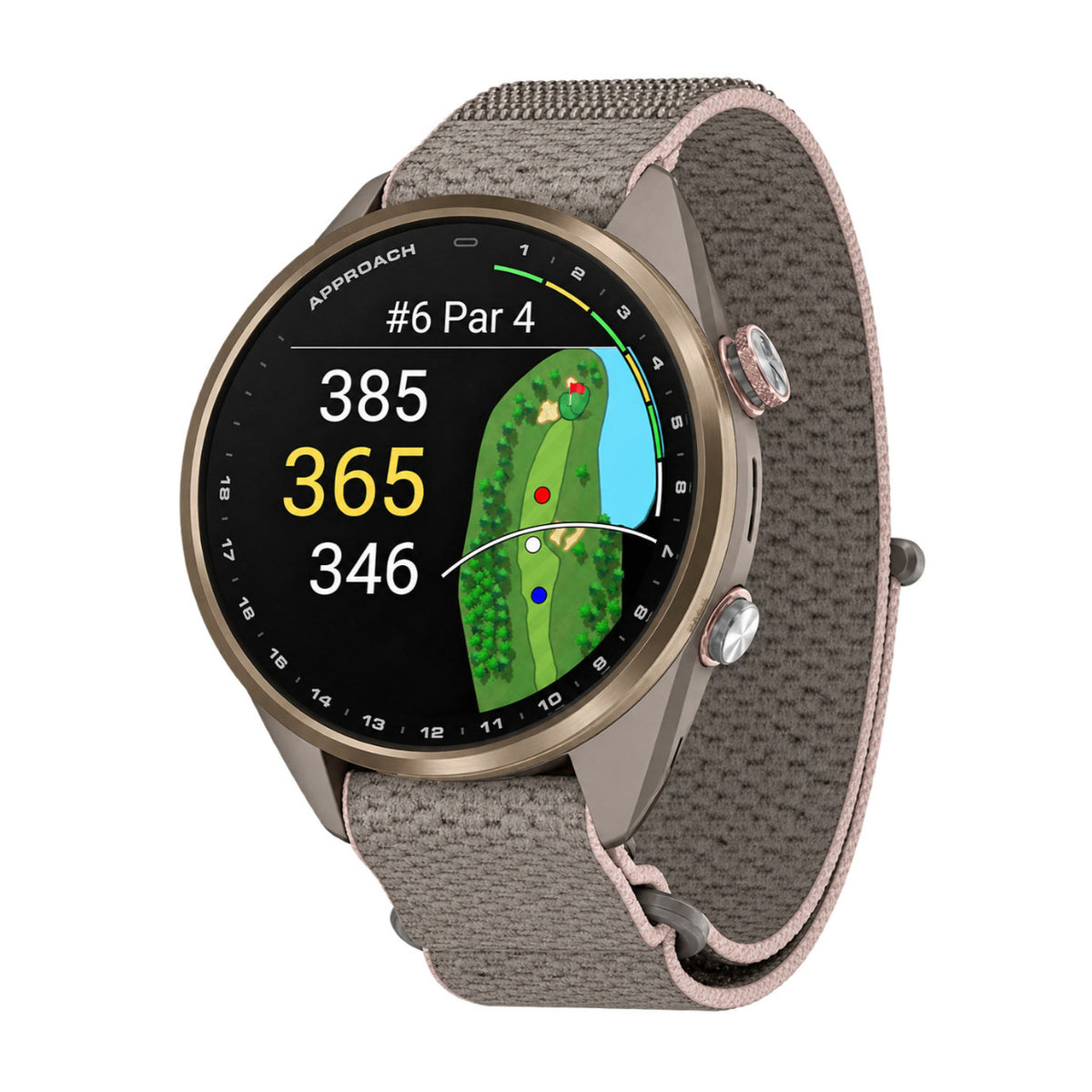 Garmin Approach S72 43mm GPS Golf Watch with Blush Pink Bezel (Soft Gold) - 1