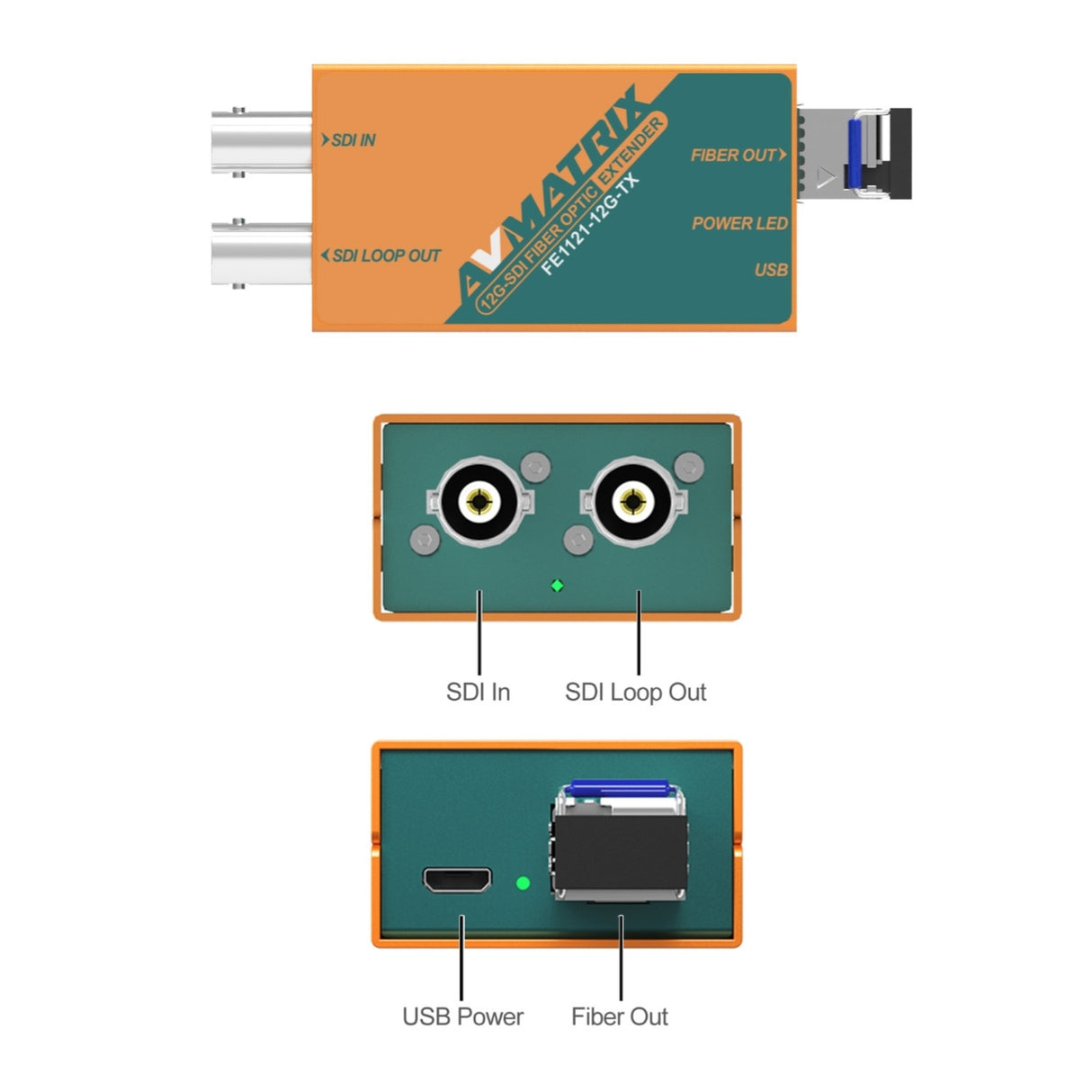 AV Matrix FE1121-12G 12G-SDI Fiber Optic Extender