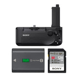 Sony Vertical Grip for Alpha a7R IV Camera with Battery, Dual Charger, and 128GB SD Card