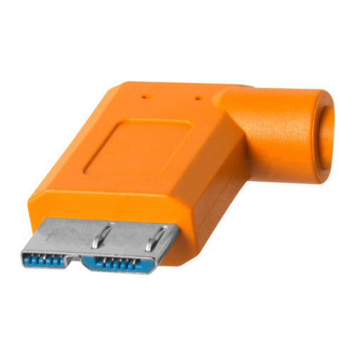 Tether Tools TetherPro USB-C to 3.0 Micro-B Right Angle Cable (High-Visibility Orange)