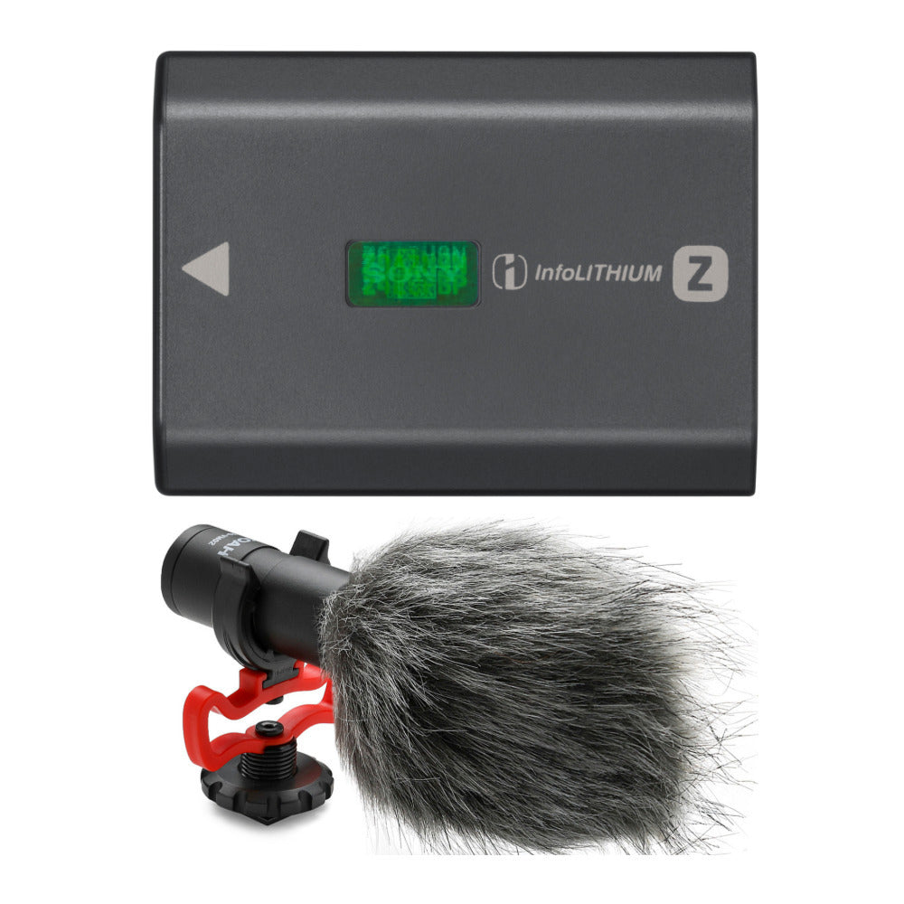 Sony NPFZ100 Z-series Rechargeable Battery Pack and Koah Simah Condenser Mic Bundle