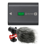 Sony NPFZ100 Z-series Rechargeable Battery Pack and Koah Simah Condenser Mic Bundle