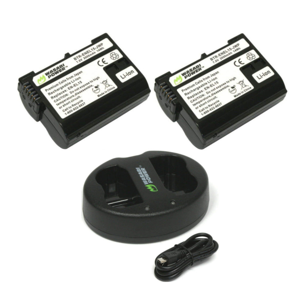 Wasabi Power Battery (2-Pack) and Dual Charger for Nikon EN-EL15