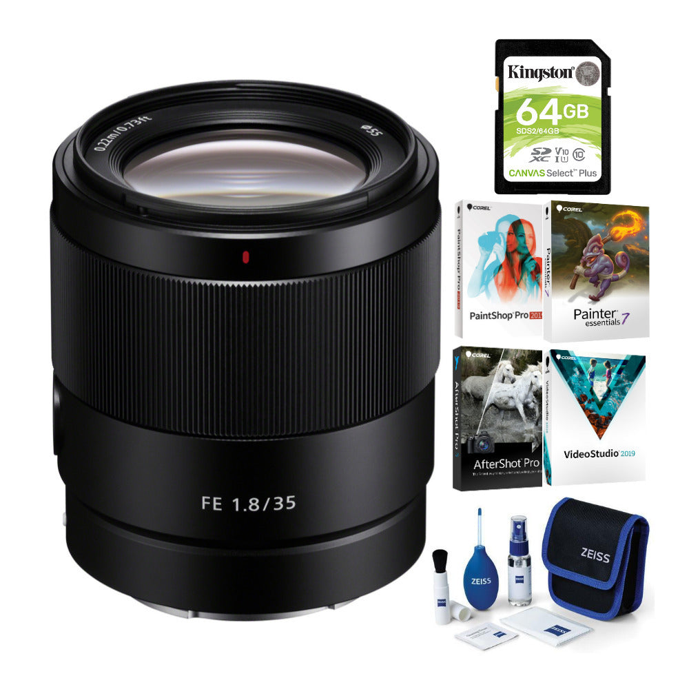 Sony FE 35mm f/1.8 Large Aperture Full-Frame E-Mount Prime Lens with Software Suite Bundle