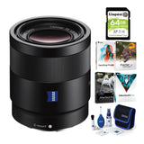 Sony Sonnar T* FE 55mm F1.8 ZA Camera Lens with Software Suite, Cleaning Kit, and 64GB SD Card