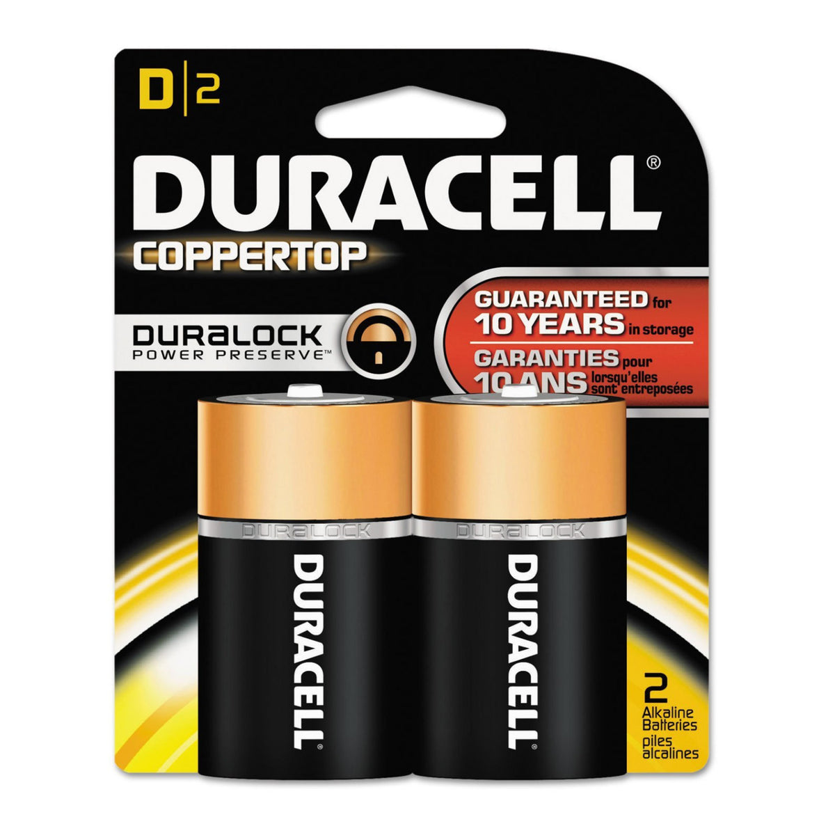 Duracell Coppertop D Batteries, 2 Count (1 Pack) (Open Box)