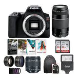 Canon EOS Rebel SL3 DSLR 4K Camera (Black) with EF-S 18-55mm and EF 75-300mm Double Zoom Lens Bundle
