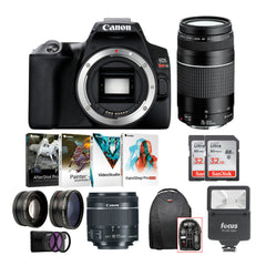 Canon EOS Rebel SL3 DSLR 4K Camera (Black) with EF-S 18-55mm and EF 75-300mm Double Zoom Lens Bundle