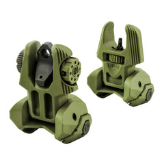 Meprolight FRBS M2D Front and Rear Set of Flip-up Sights with Tritium (2 Rear Dots, OD Green)