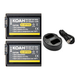 Koah PRO Rechargeable 1300mAh Battery (2-Pack) and Dual Charger for Sony NP-FW50