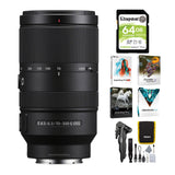 Sony E 70-350mm F4.5-6.3 G OSS Lens with Software Suite, Cleaning Kit, and 64GB SD Card