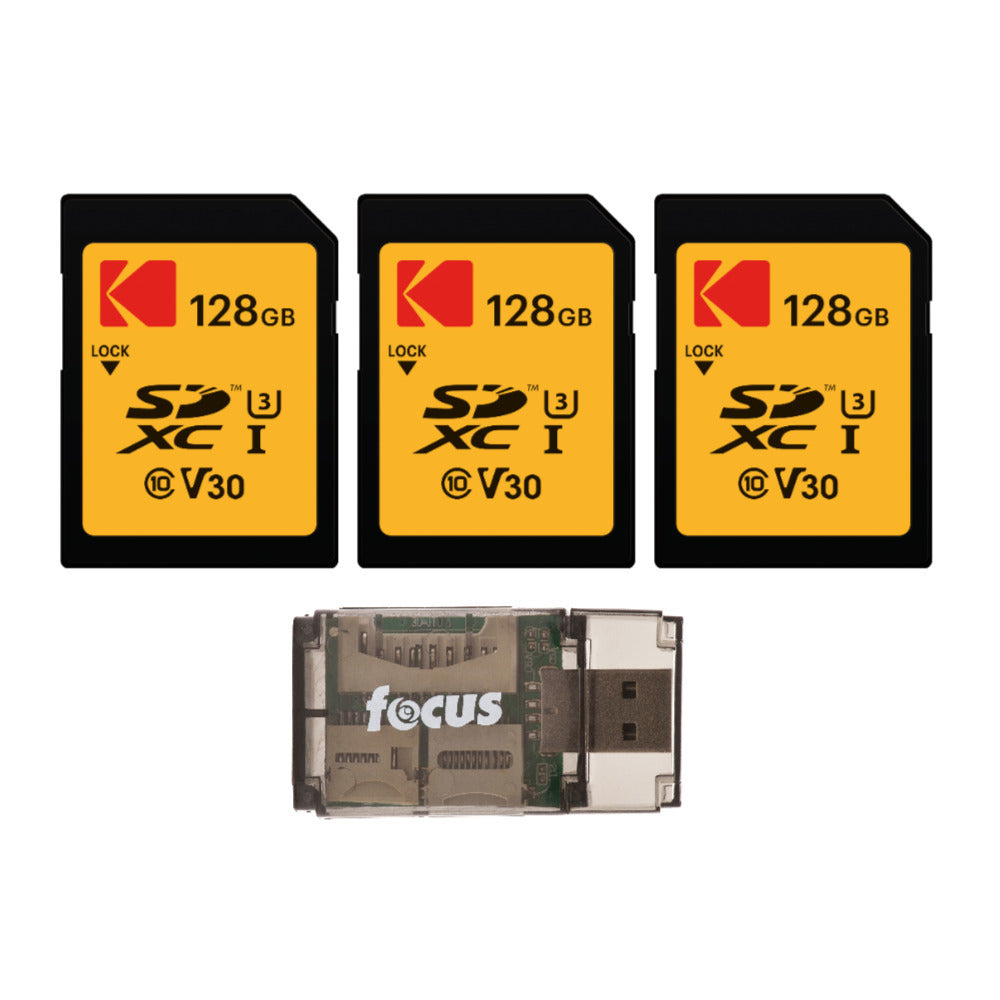 Kodak SDXC 128GB UHS-I U3 V30 Ultra Memory Card Bundle with Card Reader