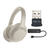 Sony WH-1000XM4 Wireless Noise Canceling Over-Ear Headphones (Silver) with USB 3.0 Hub Bundle