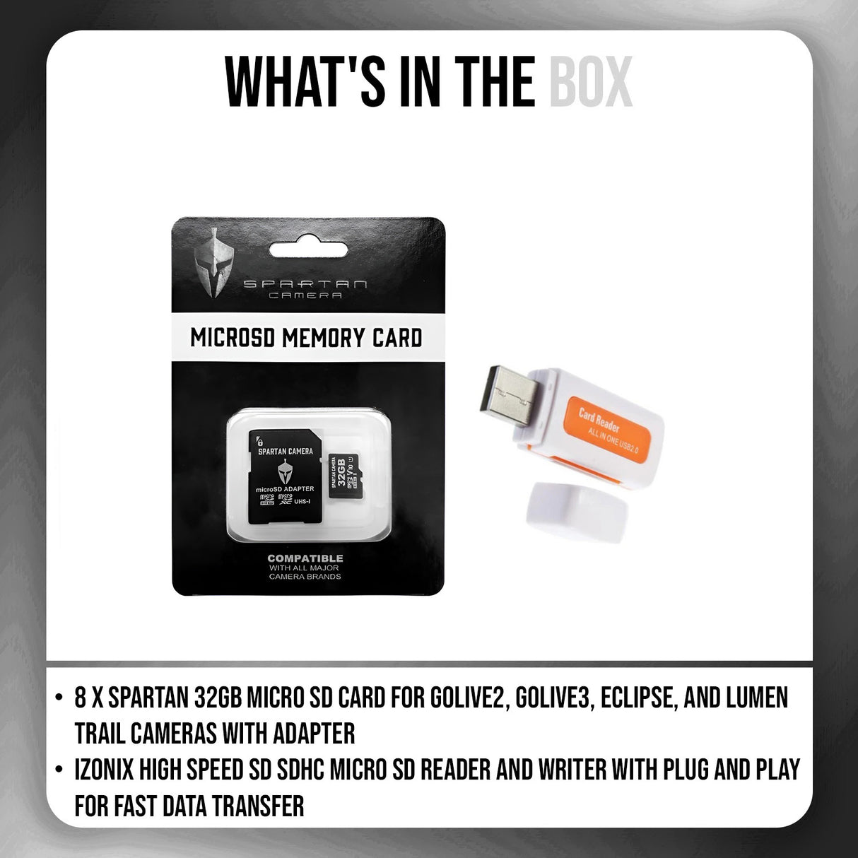 Spartan Camera 32GB Micro Memory Card with Adapter and Card Reader