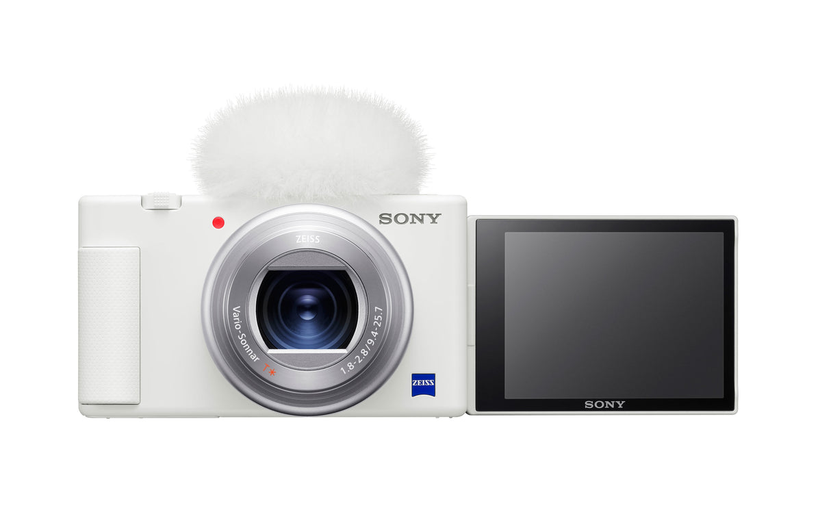 Sony ZV-1 Camera for Content Creators and Vloggers (White) with Vlogger Accessory Bundle