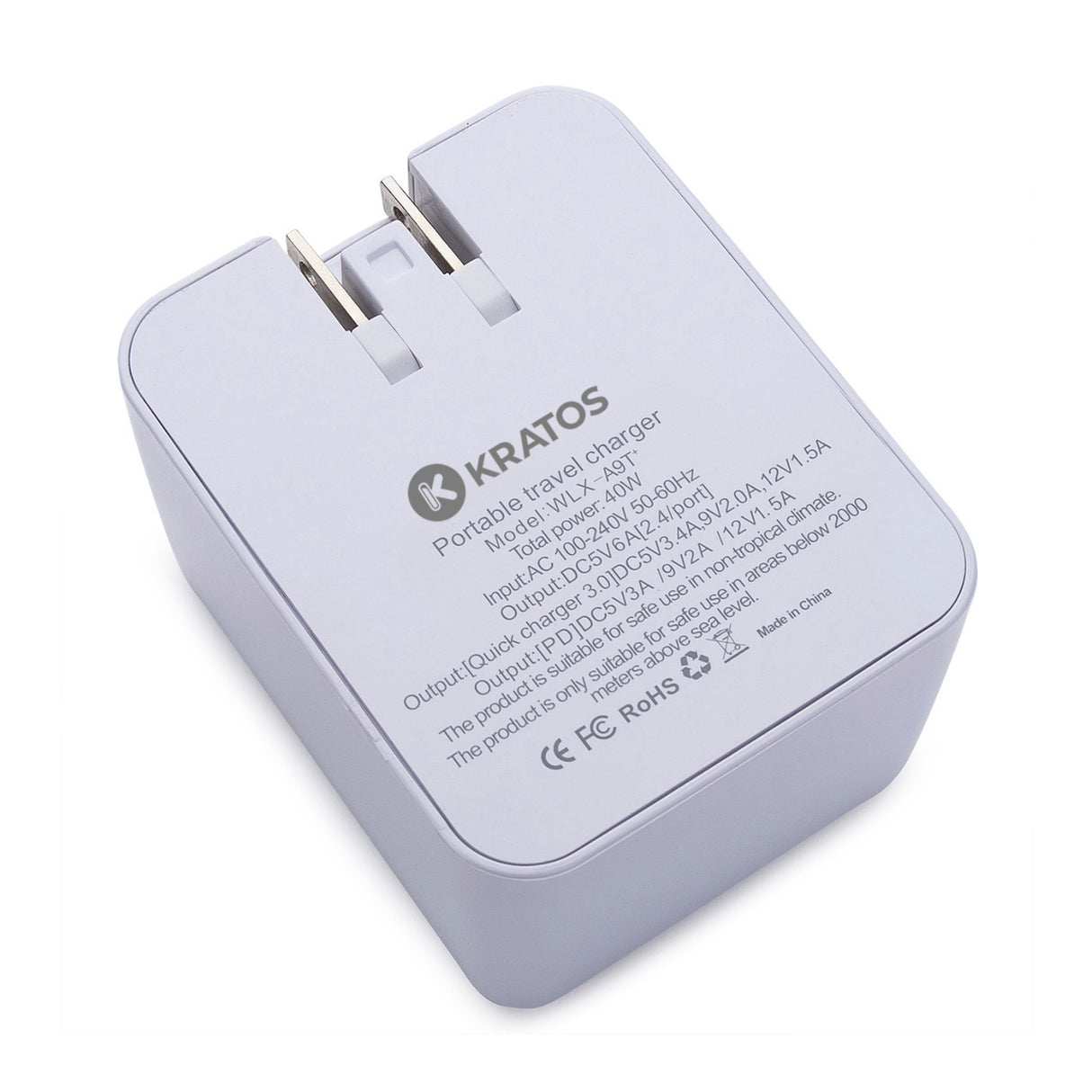Kratos Power 40W QC3.0/PD3.0 4-Port USB Wall Charger with Digital Display and Foldable Plug