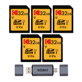 Kodak 32GB Class 10 UHS-I U1 SDHC Memory Card (5-Pack) Bundle with OTG Card Reader