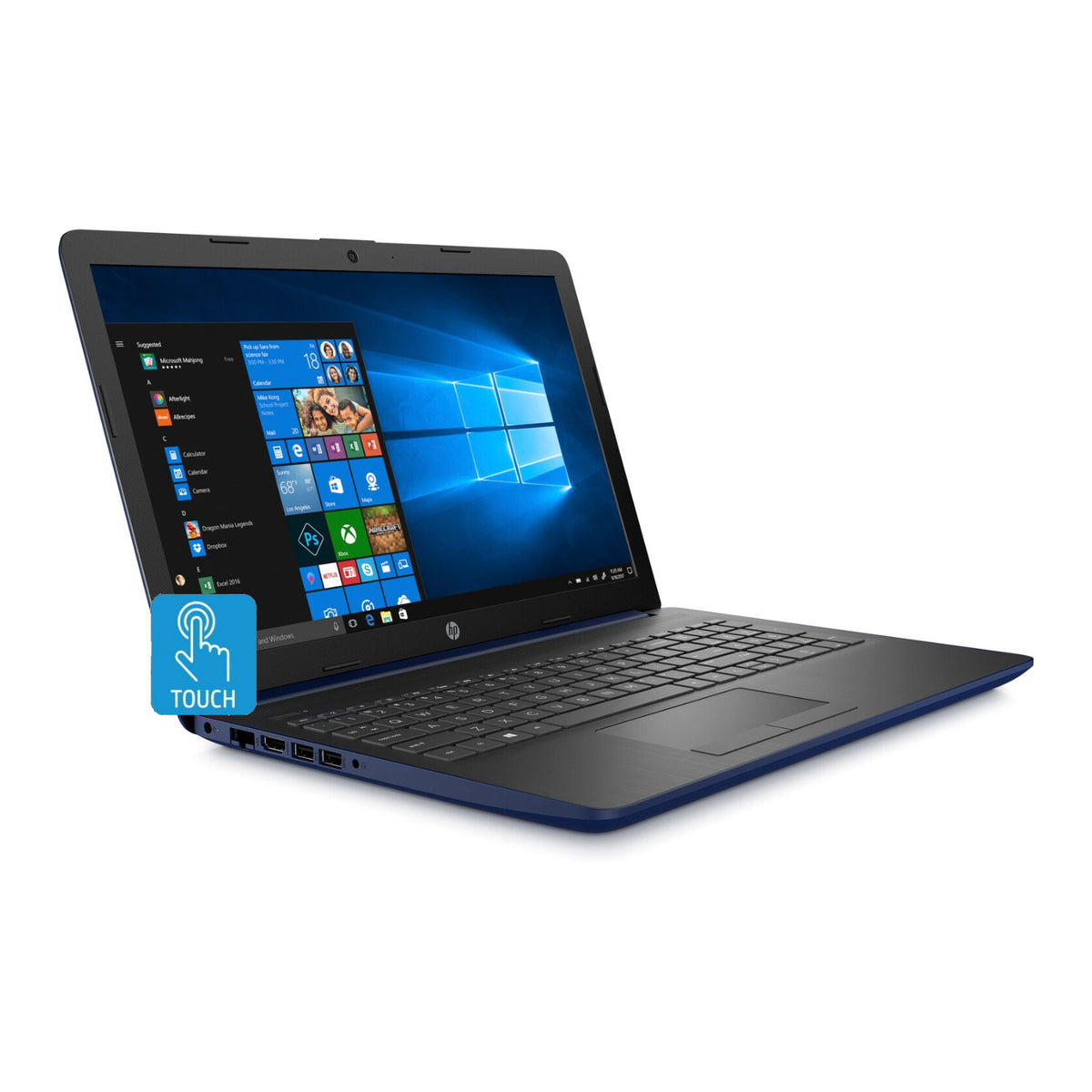 HP Laptop 15, 15.6" HD Touch, AMD Ryzen 5 Pro 3500U, 12GB RAM, 1TB HDD, Microsoft 365 Personal 1-Year (Lumiere Blue) (Certified Refurbished)