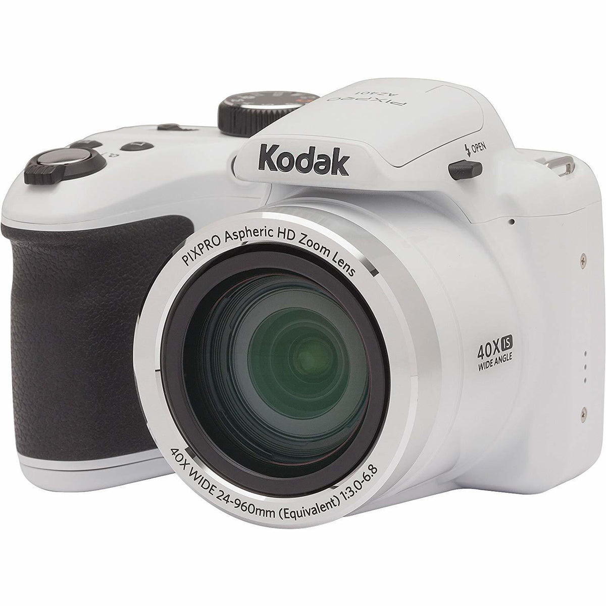 Kodak PIXPRO AZ401 Astro Zoom Digital Camera (White) with 16GB Card and 4 AA Batteries Bundle