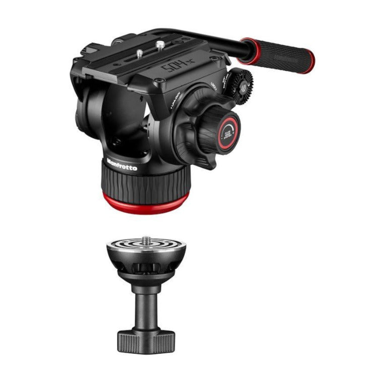 Manfrotto 504X Fluid Video Head with MVTTWINMA Aluminum Twin Leg Tripod with Middle Spreader