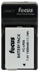 Focus Replacement Rechargeable Lithium-Ion Battery and Travel Charger for Canon LP-E8
