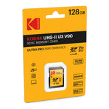 Kodak 128GB UHS-II U3 V90 Ultra Pro SDXC Memory Card (290MB/S R, 230MB/s W)