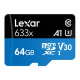 Lexar 64GB High-Performance 633x microSDXC UHS-I Memory Card with SD Adapter