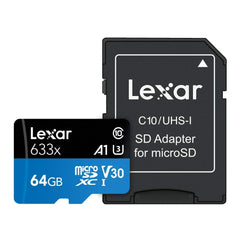 Lexar 64GB High-Performance 633x microSDXC UHS-I Memory Card with SD Adapter
