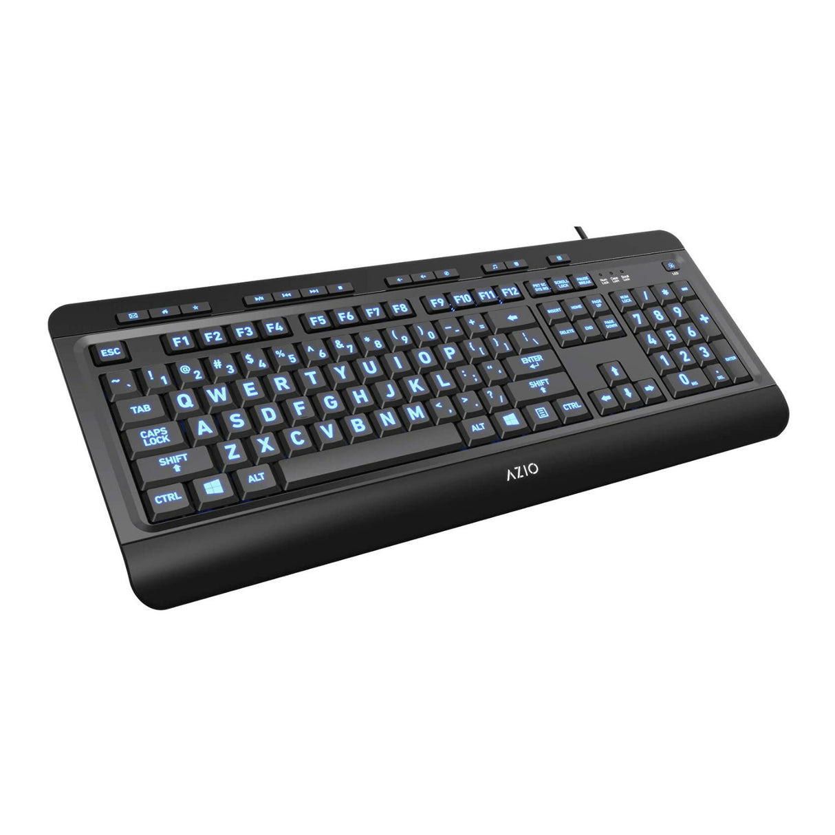 Azio KB505U Large Print 3-Color LED Wired USB Keyboard