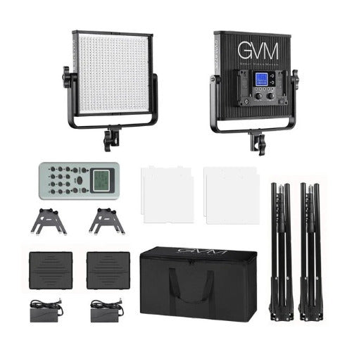 GVM 672S-B Bi-Color LED Studio Video Panel 2-Light Kit (Black) (Open Box)
