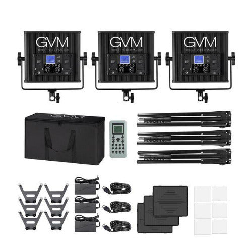 GVM 896S-3L Bi-Color LED 3-Panel Video Light Kit (Open Box)