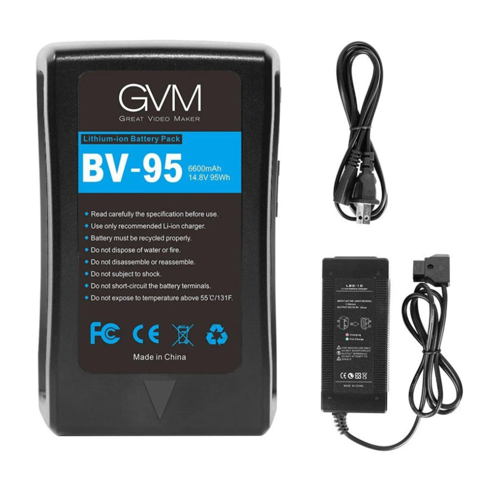 GVM BV-95 V-Mount Battery with D-Tap and DC Outputs
