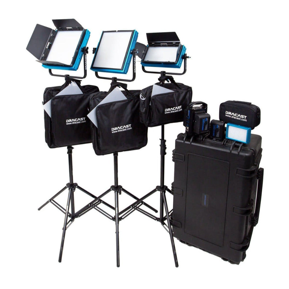 Dracast Pro Series Bi-Color 4-Light ENG Kit with V-Mount Battery Plates