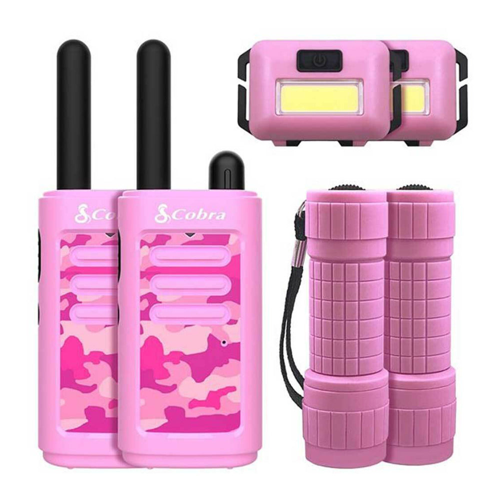 Cobra HE150P6P 16-Mile Compact Two-Way Radio/Walkie Talkie Bundle (Camo Pink)