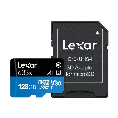 Lexar High-Performance 633x 128GB microSDXC UHS-I Memory Card with SD Adapter