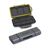 Koah Rugged Memory Storage Carrying Case and 2-in-1 Aluminum Dual Slot SD Card Reader Bundle