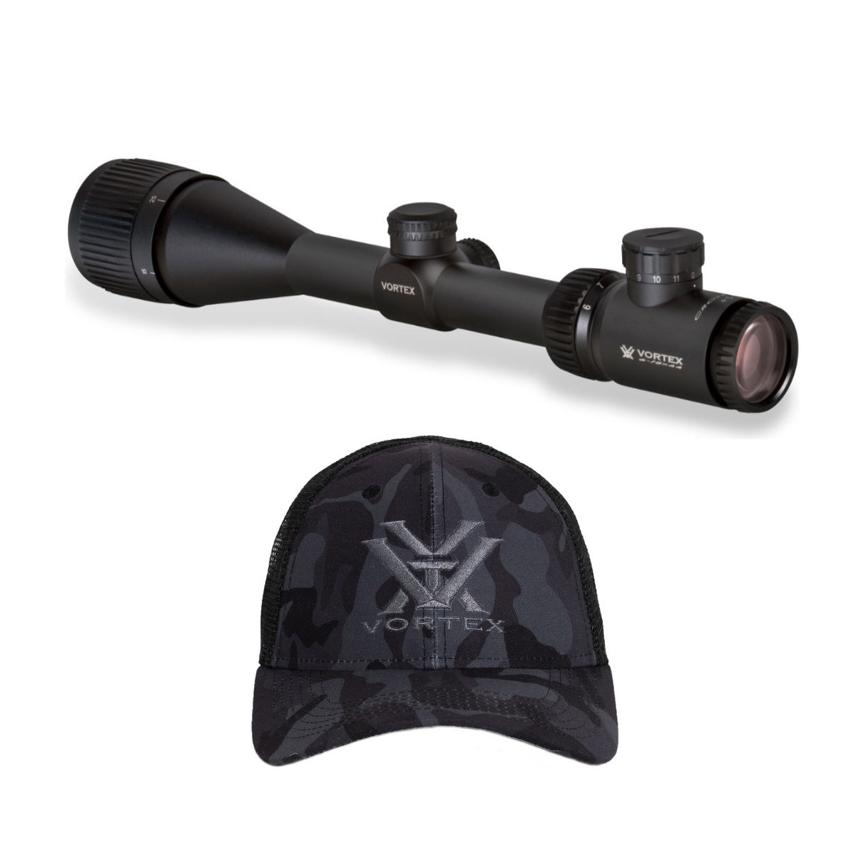 Vortex Crossfire II 6-18x44 AO Riflescope (V-Brite MOA Reticle) and Vortex Cap
