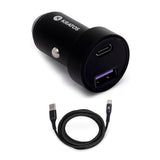 Kratos Power 45W 2-Port Digital Display USB-A 45W QC3.0 & Type-C PD3.0 Car Charger with USB-C Cable