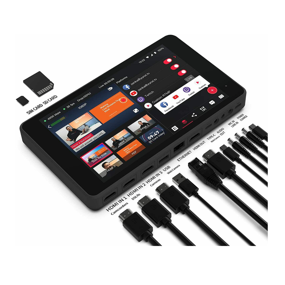 YoloLiv YoloBox Pro Portable Multi-Camera Encoder, Streamer, Switcher, Monitor, and Recorder