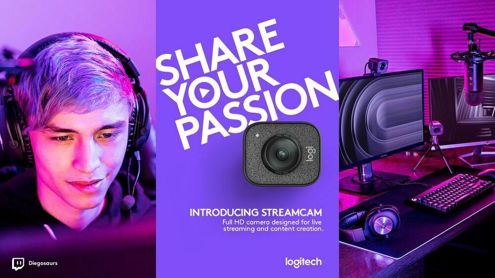 Logitech StreamCam Plus Webcam with Tripod and Yeti Blackout Mic and 4-Port USB Hub