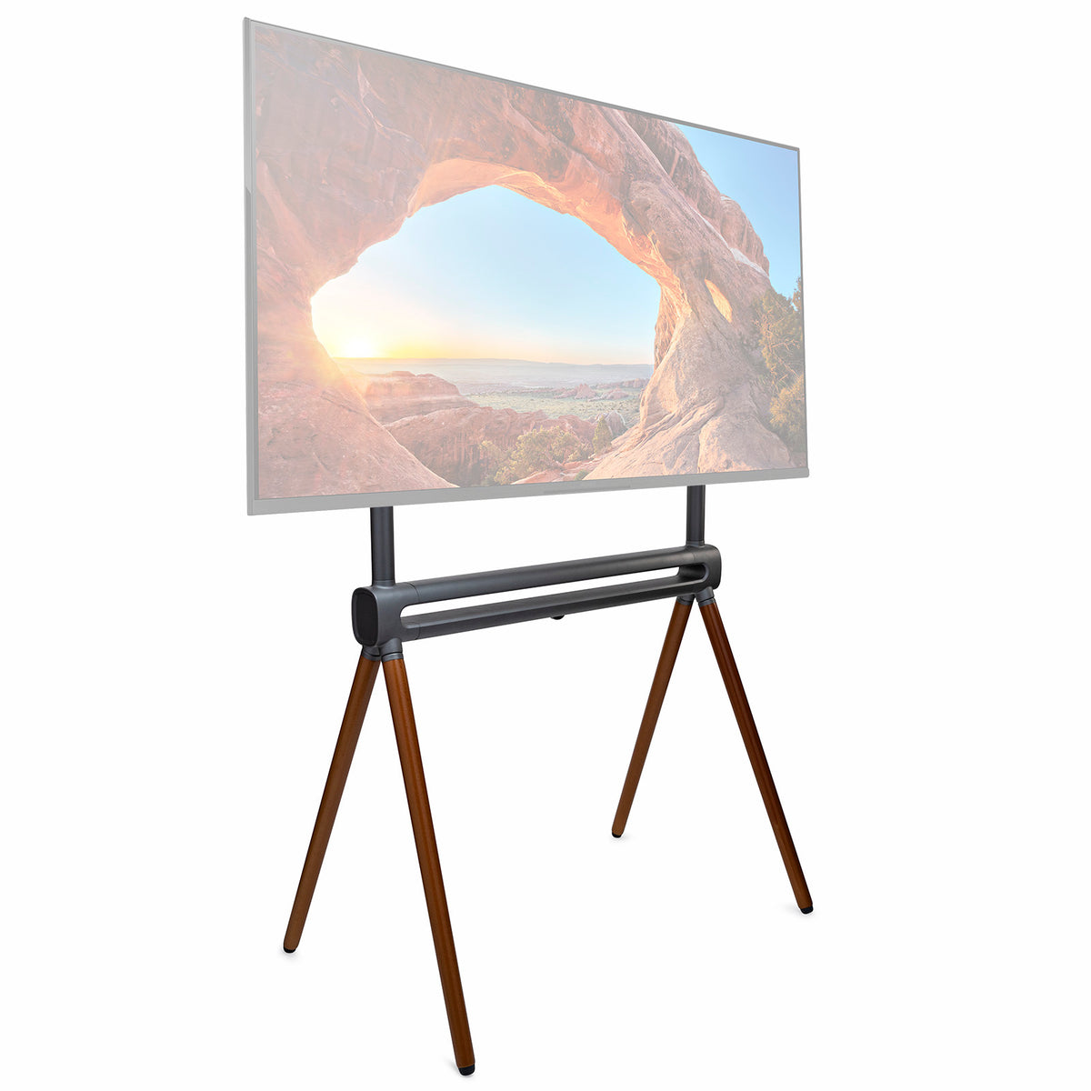 Kratos Power Home Easel Studio and TV Floor Stand with RGB Lighting (Space Gray/Walnut Brown)