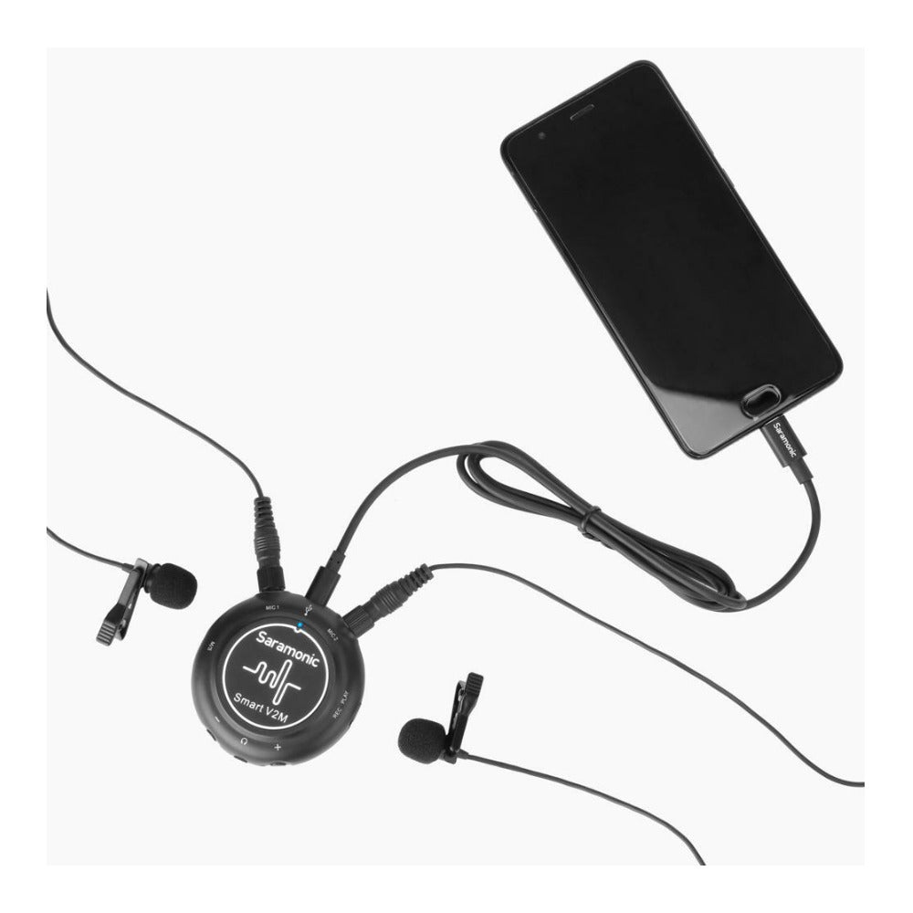 Saramonic Smart V2M Portable Audio Interface with 2 Omnidirectional Lavalier Mic (Open Box)