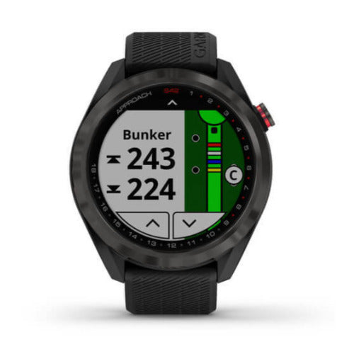 Garmin Approach S42 GPS Golf Smartwatch (Ceramic Bezel and Black Silicone Band)