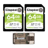 Kingston 64GB SDHC Canvas Select Plus Memory Card (2-Pack) with Focus High Speed Card Reader