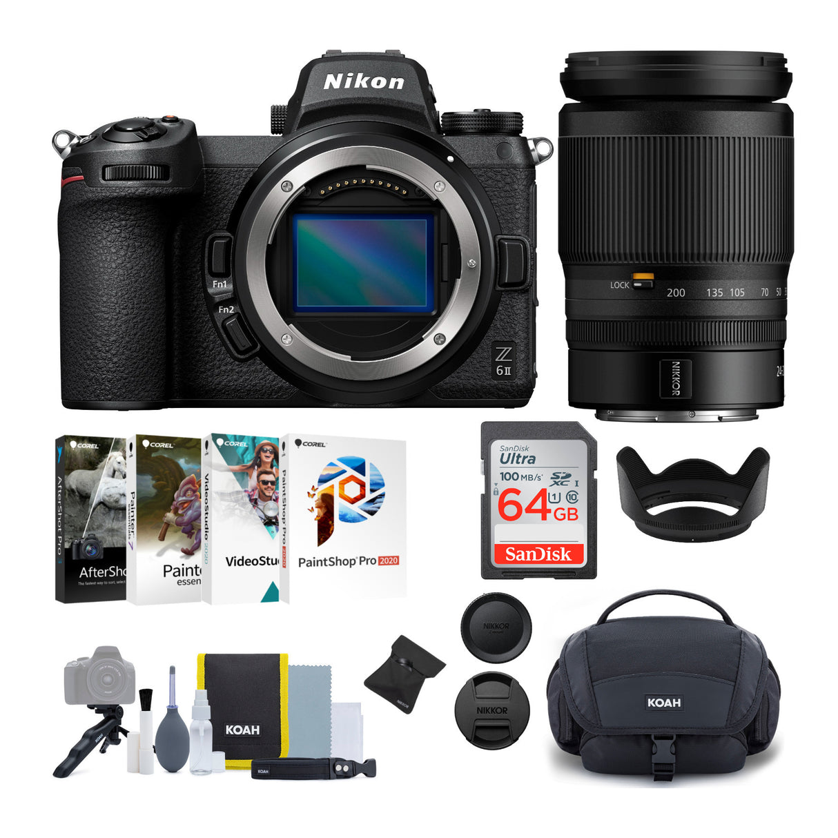 Nikon Z 6II Mirrorless Digital Camera with 24-200mm f/4-6.3 VR Lens and Accessory Bundle