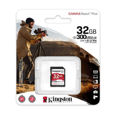Kingston Canvas React Plus 32GB U3 V90 SD Memory Card (10-Pack) with 2-in-1 USB 3.0 Card Reader - 4